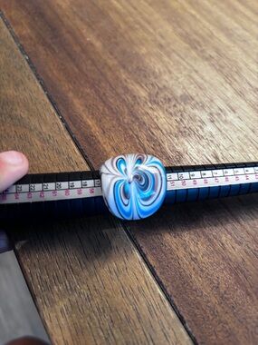 Murano Blue Swirl Glass Statement Ring Size 7